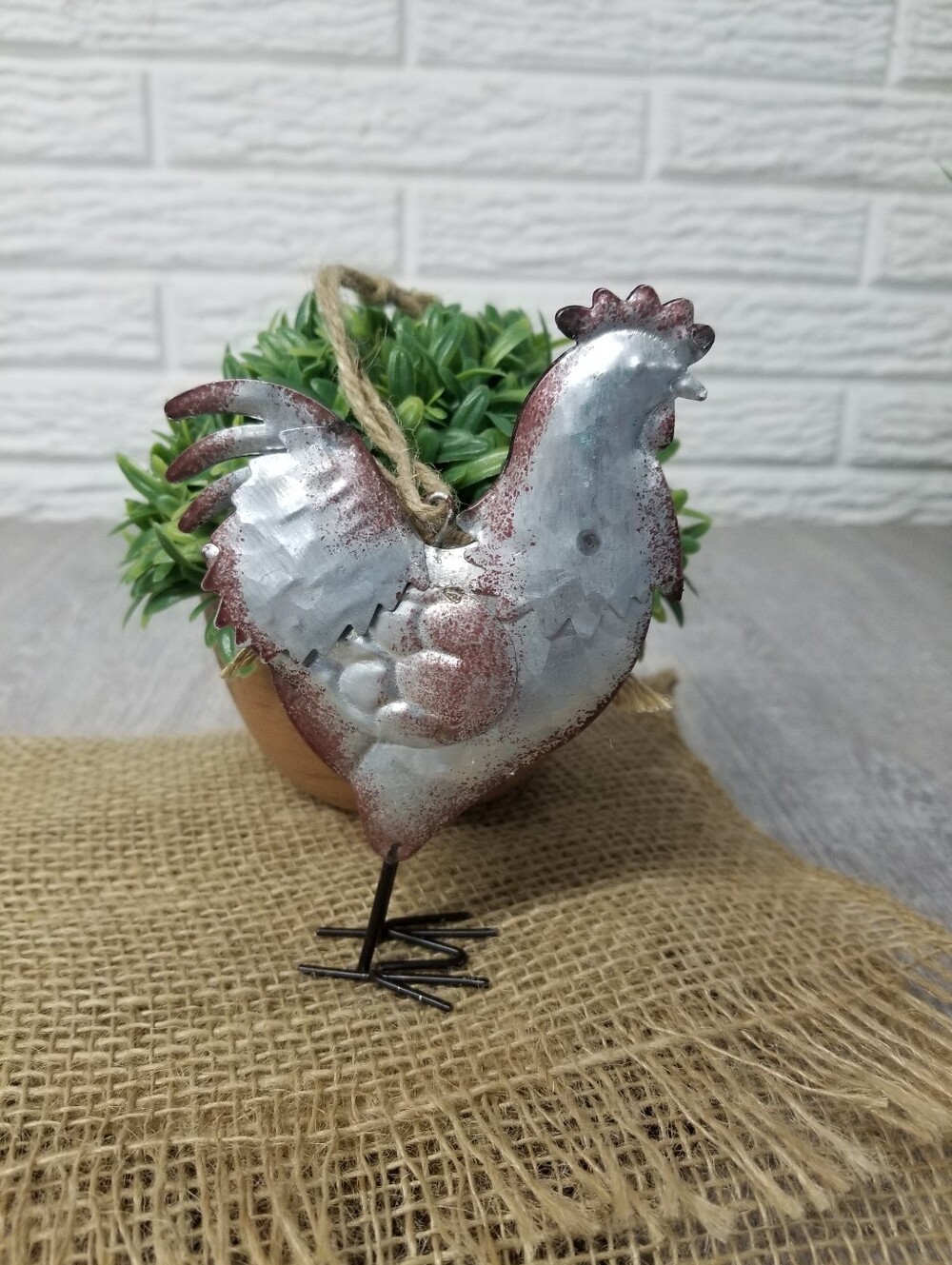 Rustic Metal Rooster Ornament - Picture 2 of 7